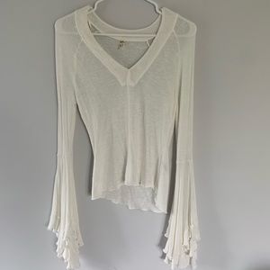 Free people cream blouse with draped sleeves